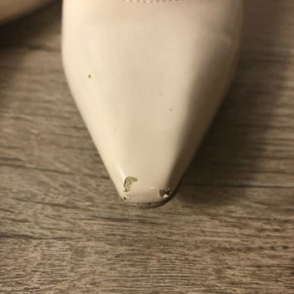 Carlos Rossetti Womens Size 6.5 Patent Block Heels -Bone Color Pink Strap Heels - Picture 9 of 11